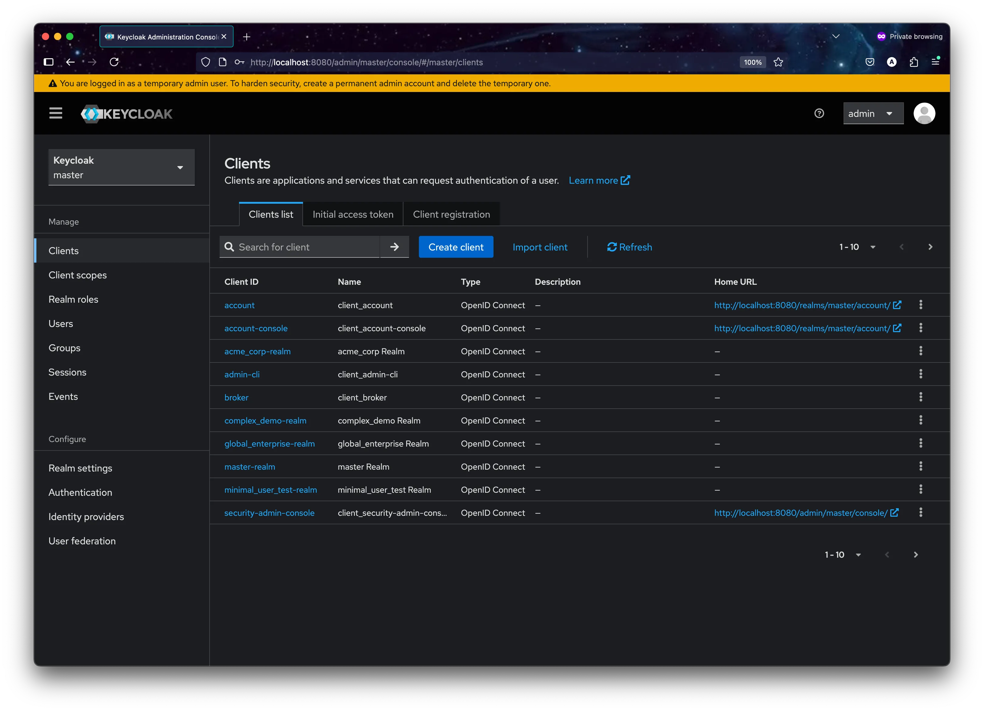 Keycloak's Admin Console with a tedious, multi-step process of manually creating and configuring realms. 